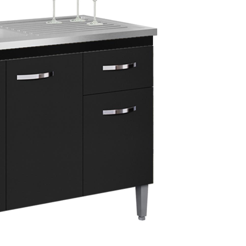 Balcao Para Pia Sem Tampo 145 Cm Gabriela Preto Reajl Moveis Preto - 6