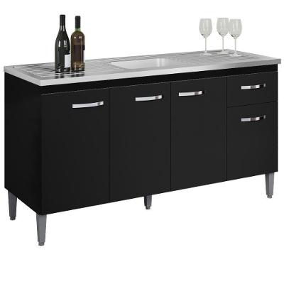 Balcao Para Pia Sem Tampo 145 Cm Gabriela Preto Reajl Moveis Preto