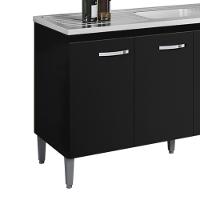 Balcao Para Pia Sem Tampo 145 Cm Gabriela Preto Reajl Moveis Preto - 5