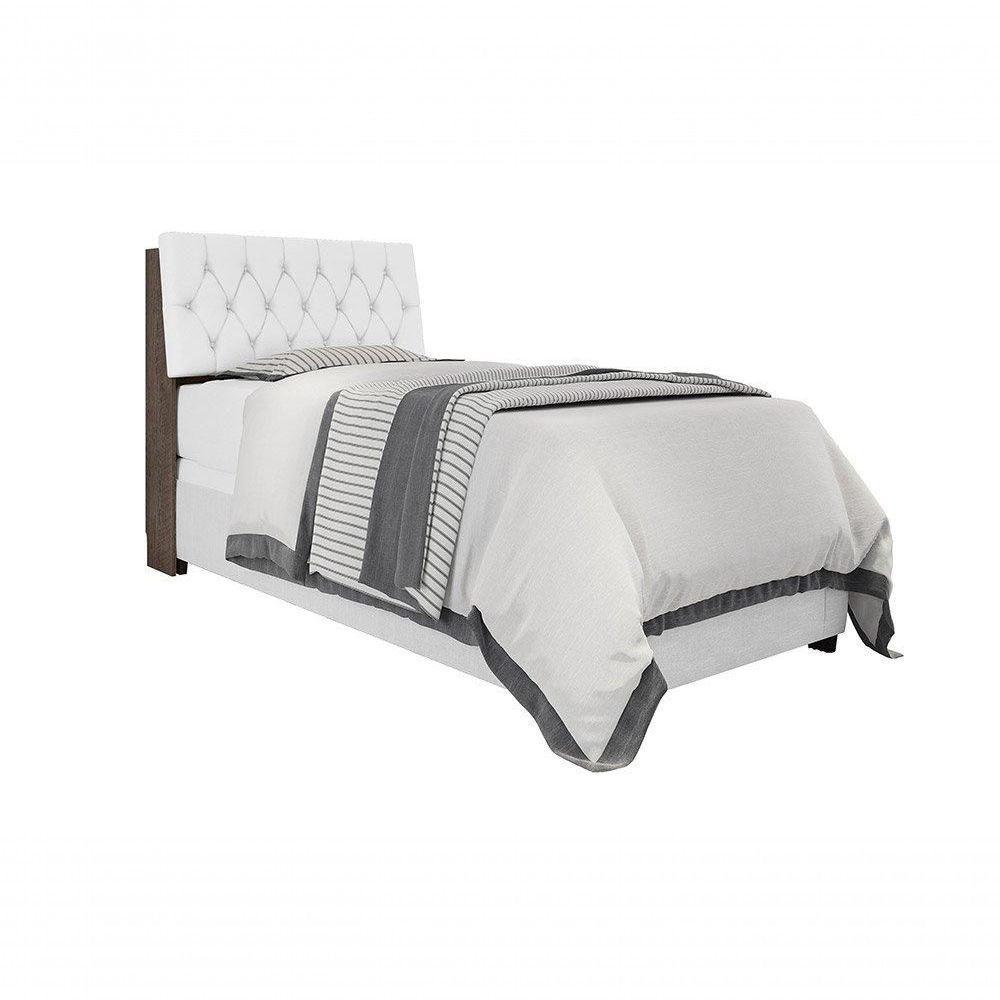 Cabeceira Box Solteiro 0,88 Isis Chocolate Com Capitonê Branco - Framar Móveis - 2