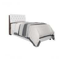 Cabeceira Box Solteiro 0,88 Isis Chocolate Com Capitonê Branco - Framar Móveis - 2