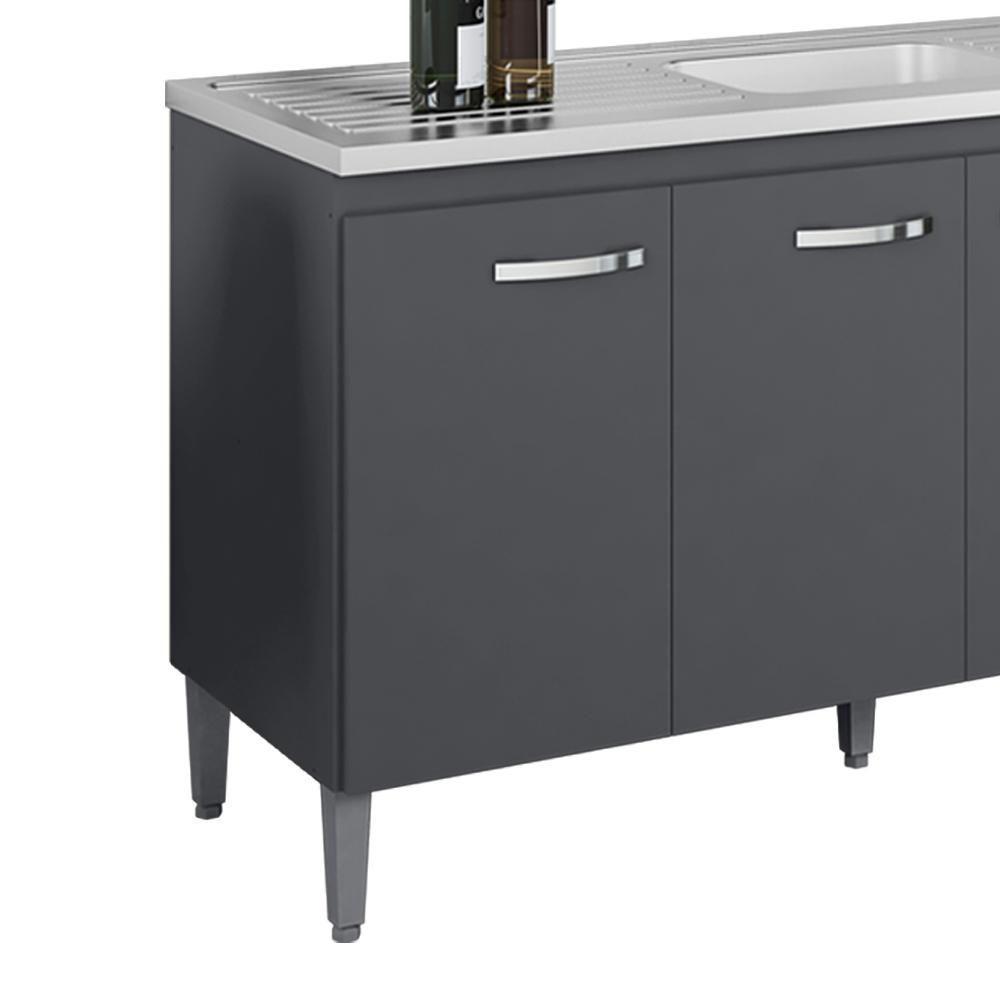 Balcao Para Pia Sem Tampo 145 Cm Gabriela Cinza Reajl Móveis Cinza - 5