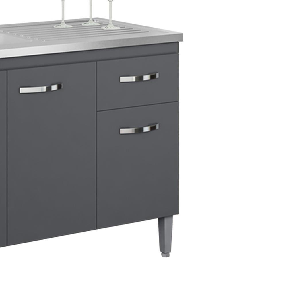 Balcao Para Pia Sem Tampo 145 Cm Gabriela Cinza Reajl Móveis Cinza - 6