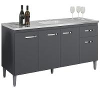 Balcao Para Pia Sem Tampo 145 Cm Gabriela Cinza Reajl Móveis Cinza - 1