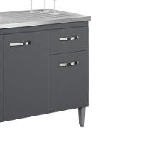 Balcao Para Pia Sem Tampo 145 Cm Gabriela Cinza Reajl Móveis Cinza - 6