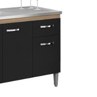 Balcao Para Pia Sem Tampo 145 Cm Gabriela Amendoa Preto Reajl Moveis Amendoa Preto - 6