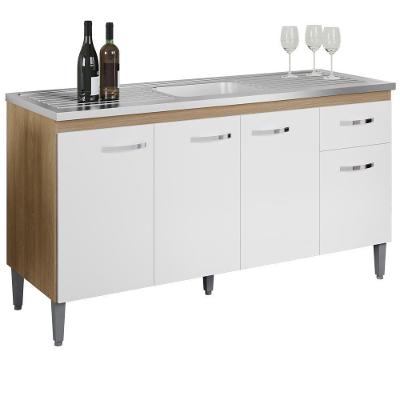 Balcao Para Pia Sem Tampo 145 Cm Gabriela Amendoa Branco Reajl Moveis Amendoa Branco