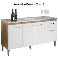 Balcao Para Pia Sem Tampo 145 Cm Gabriela Amendoa Branco Reajl Moveis Amendoa Branco