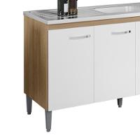 Balcao Para Pia Sem Tampo 145 Cm Gabriela Amendoa Branco Reajl Moveis Amendoa Branco - 5