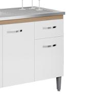 Balcao Para Pia Sem Tampo 145 Cm Gabriela Amendoa Branco Reajl Moveis Amendoa Branco - 6