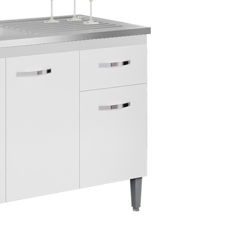 Balcao Para Pia Sem Tampo 145 Cm Gabriela Branco Preto Flex Reajl Moveis Branco Preto Flex - 6