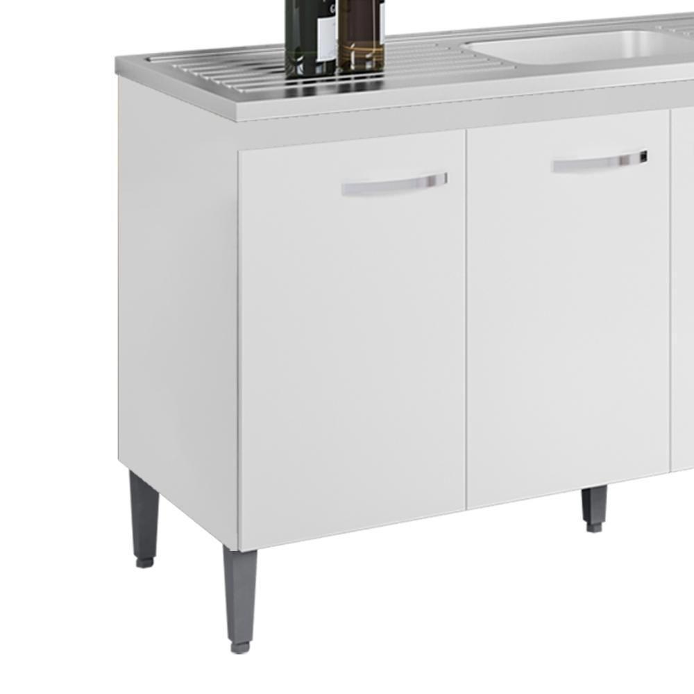 Balcao Para Pia Sem Tampo 145 Cm Gabriela Branco Preto Flex Reajl Moveis Branco Preto Flex - 8