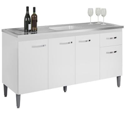 Balcao Para Pia Sem Tampo 145 Cm Gabriela Branco Preto Flex Reajl Moveis Branco Preto Flex