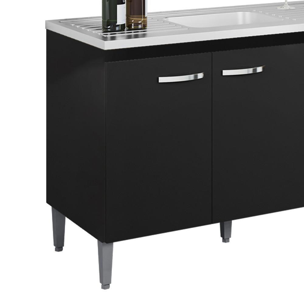 Balcao Para Pia Sem Tampo 118 Cm Gabriela Preto Reajl Moveis Preto - 4