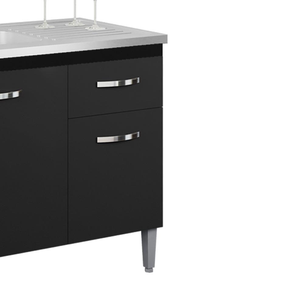 Balcao Para Pia Sem Tampo 118 Cm Gabriela Preto Reajl Moveis Preto - 5