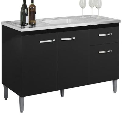 Balcao Para Pia Sem Tampo 118 Cm Gabriela Preto Reajl Moveis Preto