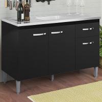 Balcao Para Pia Sem Tampo 118 Cm Gabriela Preto Reajl Moveis Preto - 3