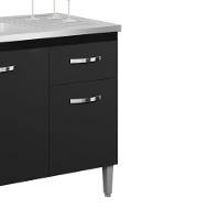 Balcao Para Pia Sem Tampo 118 Cm Gabriela Preto Reajl Moveis Preto - 5