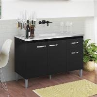 Balcao Para Pia Sem Tampo 118 Cm Gabriela Preto Reajl Moveis Preto - 6