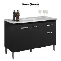 Balcao Para Pia Sem Tampo 118 Cm Gabriela Preto Reajl Moveis Preto - 7