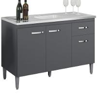 Balcao Para Pia Sem Tampo 118 Cm Gabriela Cinza Reajl Móveis Cinza - 1