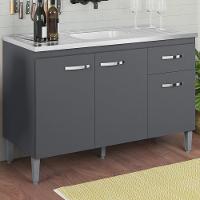 Balcao Para Pia Sem Tampo 118 Cm Gabriela Cinza Reajl Móveis Cinza - 5