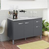 Balcao Para Pia Sem Tampo 118 Cm Gabriela Cinza Reajl Móveis Cinza - 7