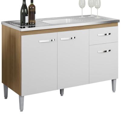 Balcao Para Pia Sem Tampo 118 Cm Gabriela Amendoa Branco Reajl Moveis Amendoa Branco