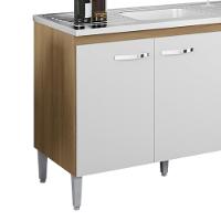 Balcao Para Pia Sem Tampo 118 Cm Gabriela Amendoa Branco Reajl Moveis Amendoa Branco - 5