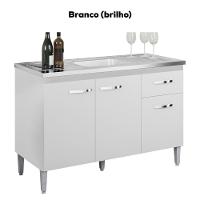 Balcao Para Pia Sem Tampo 118 Cm Gabriela Branco Preto Flex Reajl Moveis Branco Preto Flex - 2