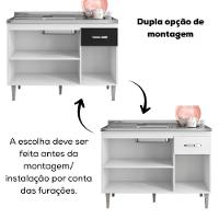 Balcao Para Pia Sem Tampo 118 Cm Gabriela Branco Preto Flex Reajl Moveis Branco Preto Flex - 3