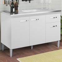 Balcao Para Pia Sem Tampo 118 Cm Gabriela Branco Preto Flex Reajl Moveis Branco Preto Flex - 8