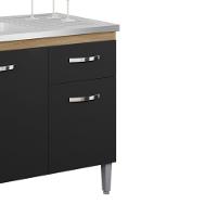 Balcao Para Pia Sem Tampo 118 Cm Gabriela Amendoa Preto Reajl Moveis Amendoa Preto - 6