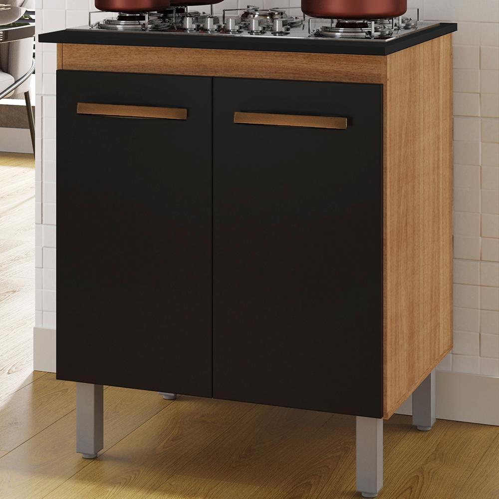 Balcao Com Tampo 70cm Para Cooktop 5 Bocas 9255 Savana Preto Mobbs Savana Preto - 2