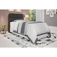 Cabeceira Box Solteiro 0,88 Isis Malbec Com Painel Class Preto - Framar Móveis - 1