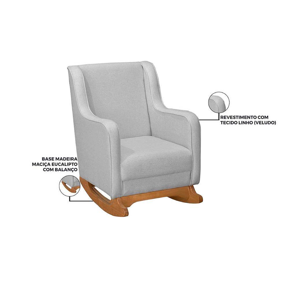 Poltrona De Amamentação Com Balanç Aquila Linho Ds Home Linho Cinza - 2