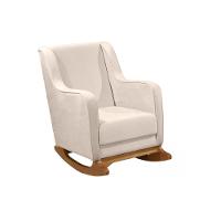 Poltrona De Amamentação Com Balanço Com Puff Aquila Linho Ds Home Veludo Off White - 2