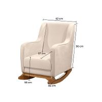 Poltrona De Amamentação Com Balanço Com Puff Aquila Linho Ds Home Veludo Off White - 7