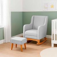 Poltrona De Amamentação Com Balanço Com Puff Aquila Linho Ds Home Linho Cinza - 6