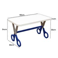 Mesa Infantil Tesoura Azul Tampo Branco Retangular Base Temática Para Estudos E Desenhos Mobília Decor - 4