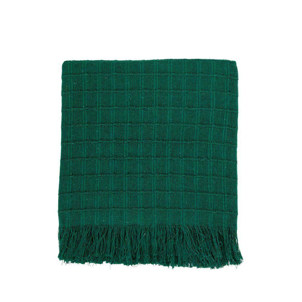 Manta Xale Rubi 2,40m X 1,70m Com Franja Para Sofá Cama 100% Algodão 01 Peça - Verde - 2
