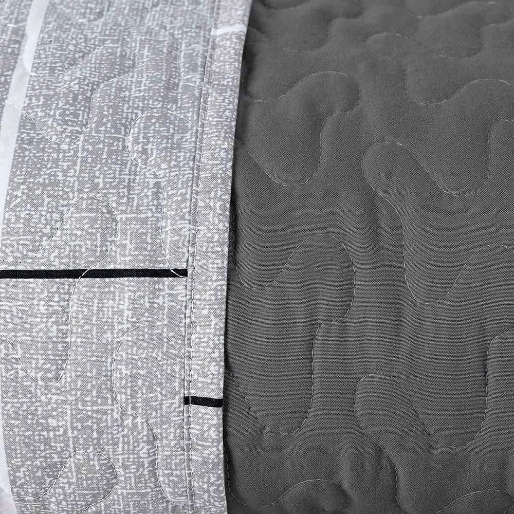 Kit Cobre Leito Colcha Casa Scarpa Celi Casal Padrão Dupla Face Micropercal 200 Fios 3 Peças Xadrez Grid Cinza - 3