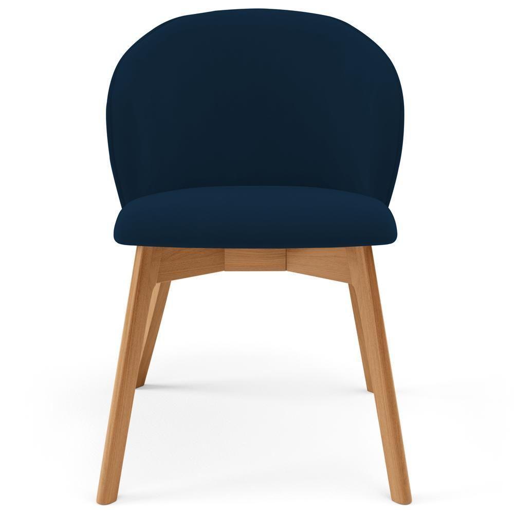 Kit 05 Cadeiras De Jantar E Estar Living Estofada Mia L02 Suede Azul Marinho - Lyam Decor - 3