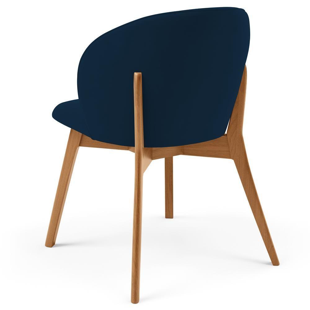 Kit 05 Cadeiras De Jantar E Estar Living Estofada Mia L02 Suede Azul Marinho - Lyam Decor - 7