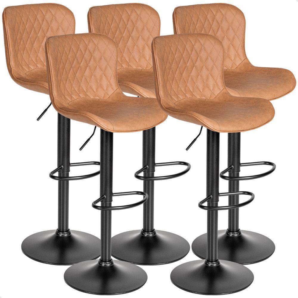 Kit 05 Un Banqueta Alta Para Cozinha Americana Bar Giratória Caramelo - 1