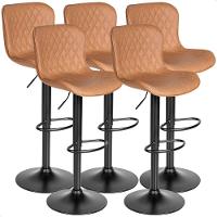 Kit 05 Un Banqueta Alta Para Cozinha Americana Bar Giratória Caramelo - 1