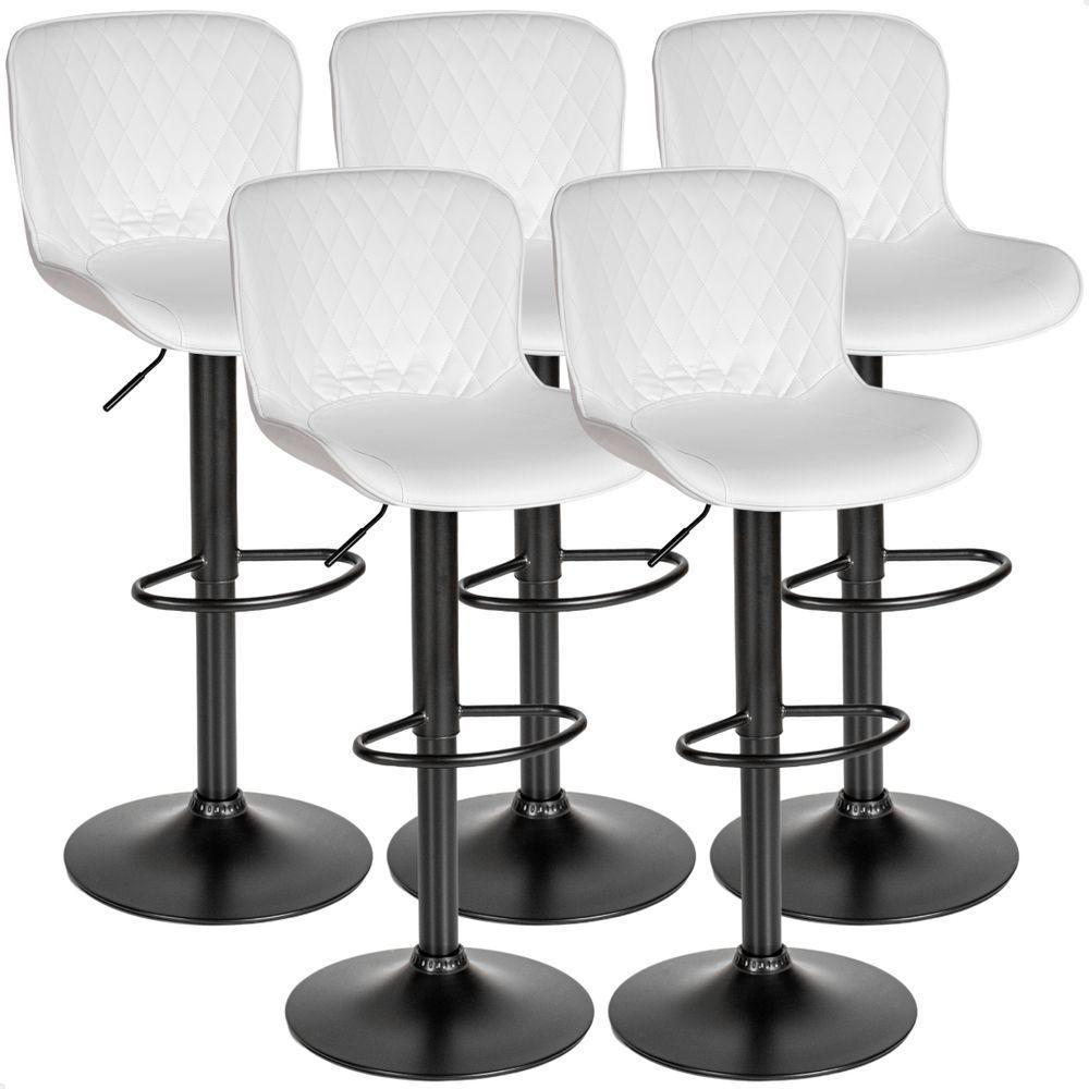 Kit 05 Un Banqueta Alta Para Cozinha Americana Bar Giratória Branco - 1