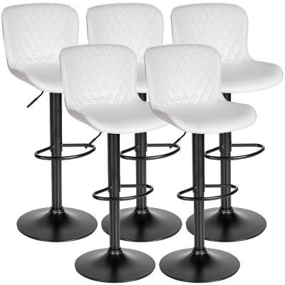 Kit 05 Un Banqueta Alta Para Cozinha Americana Bar Giratória Branco