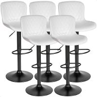 Kit 05 Un Banqueta Alta Para Cozinha Americana Bar Giratória Branco - 1