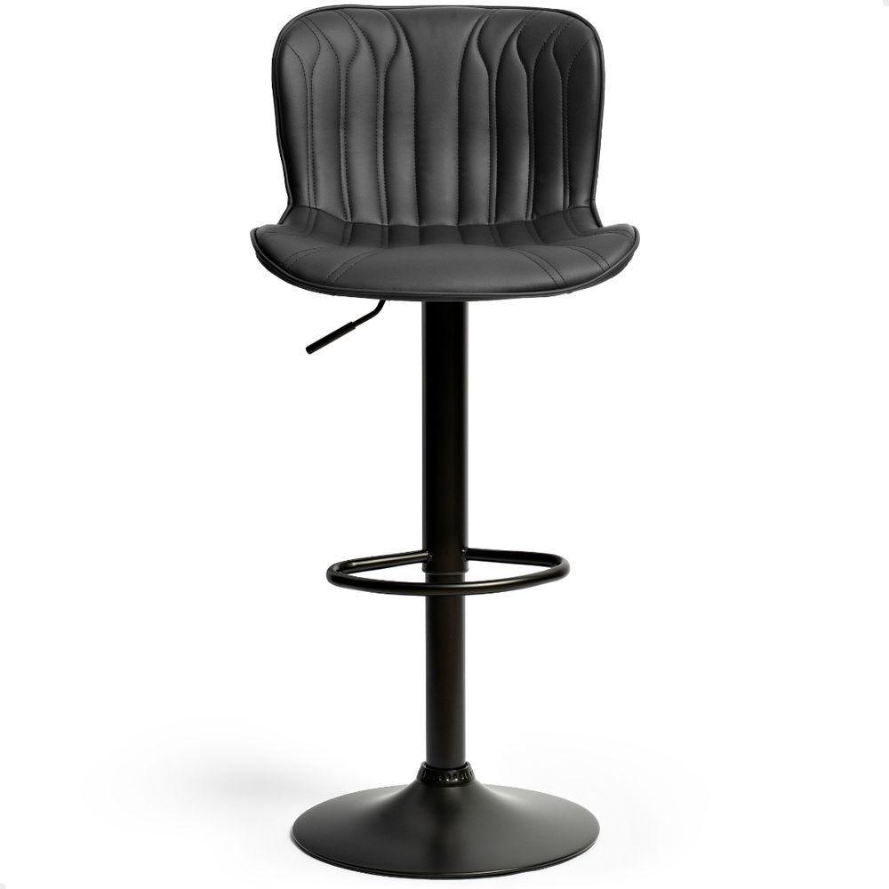 Kit 03 Un Banquetas Altas Giratórias Encosto Bar Confortável Preto - 2